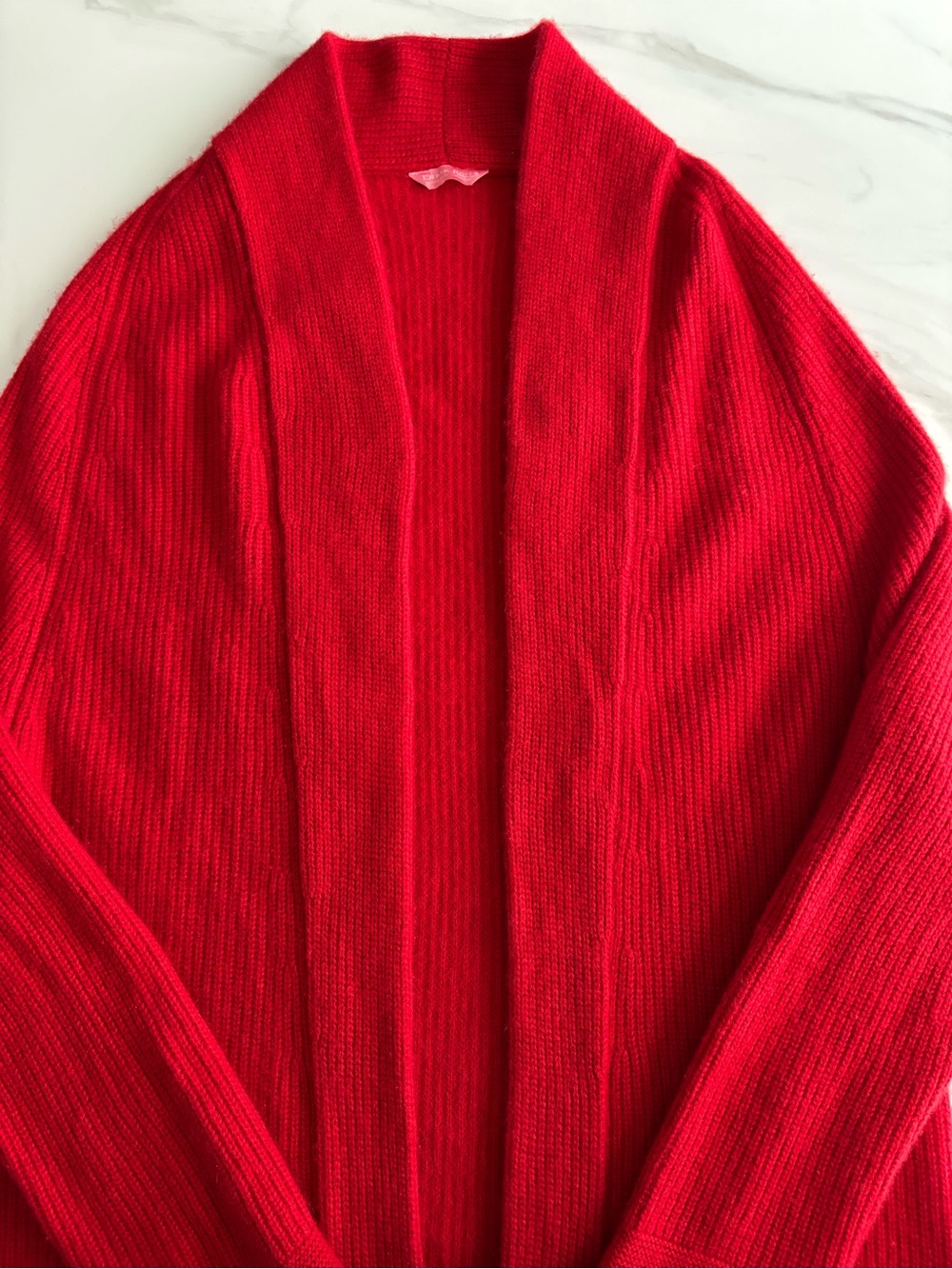 Derek Rose Red Open-Front Cardigan Sz S Cashmere